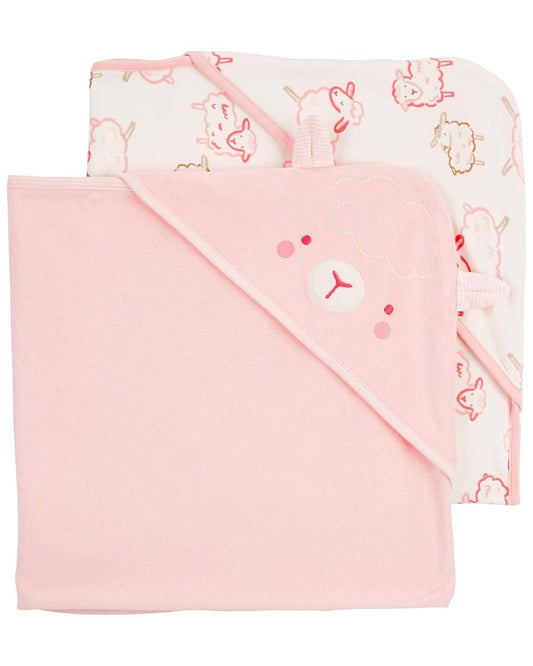 Carter Soap Baby Hooded Towel Set, 2-Pack Pink and Ivory