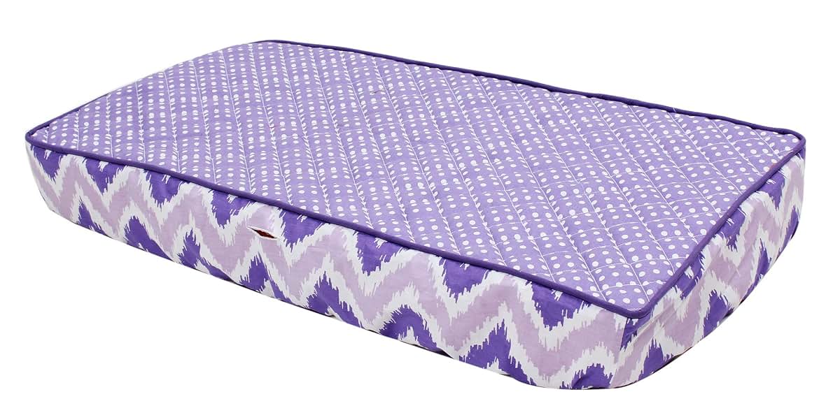 Bacati Purple and Polka Dots and Zig Zag Quilted Changing Pad Cover