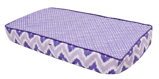 Bacati Quilted Changing Pad Cover in Purple and Polka Dots and Zig Zag