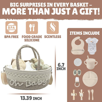 Kiddibodi Baby Gift Set | 11 Piece Gender Neutral Newborn Gift Basket for Boys & Girls – Baby Essentials with Plate (photo 2)
