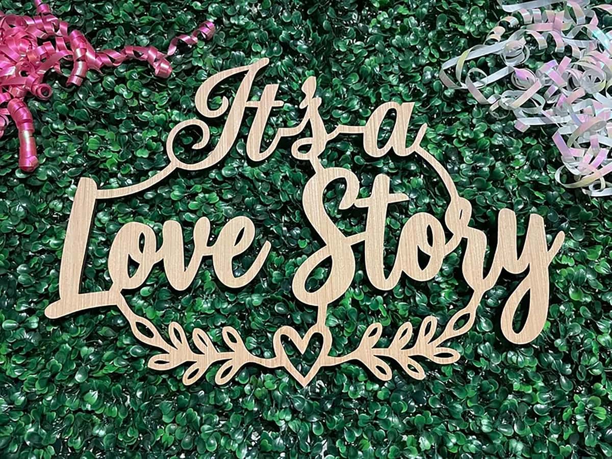 It's a Love Story Wooden Bridal Shower & Baby Shower Backdrop Sign