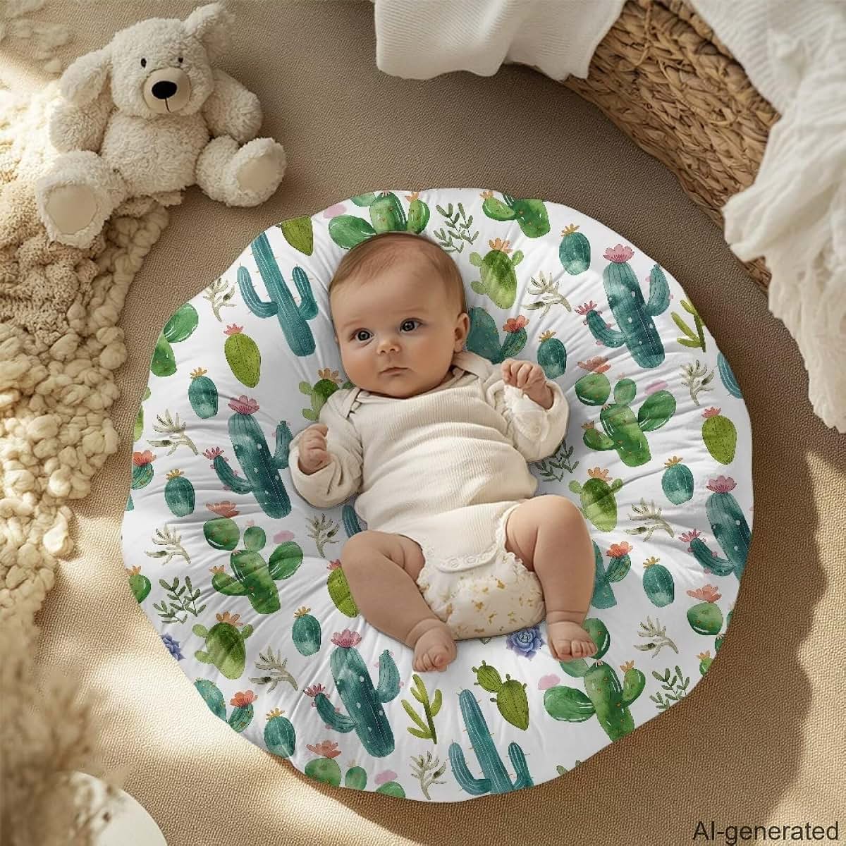 YUVAMAGIMO Cactus Newborn Lounger Pillow Cover, Stretchy Removable Slipcover
