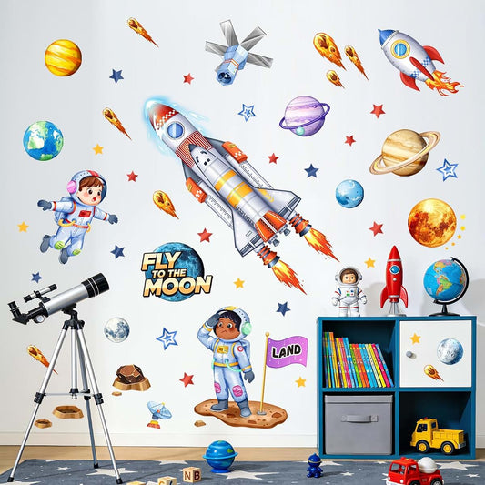 Supzone Space Wall Decals for Kids Nursery