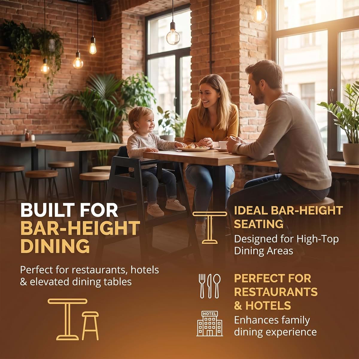 Greenwest Stager Direct Restaurant Wood Bar Height High Chair