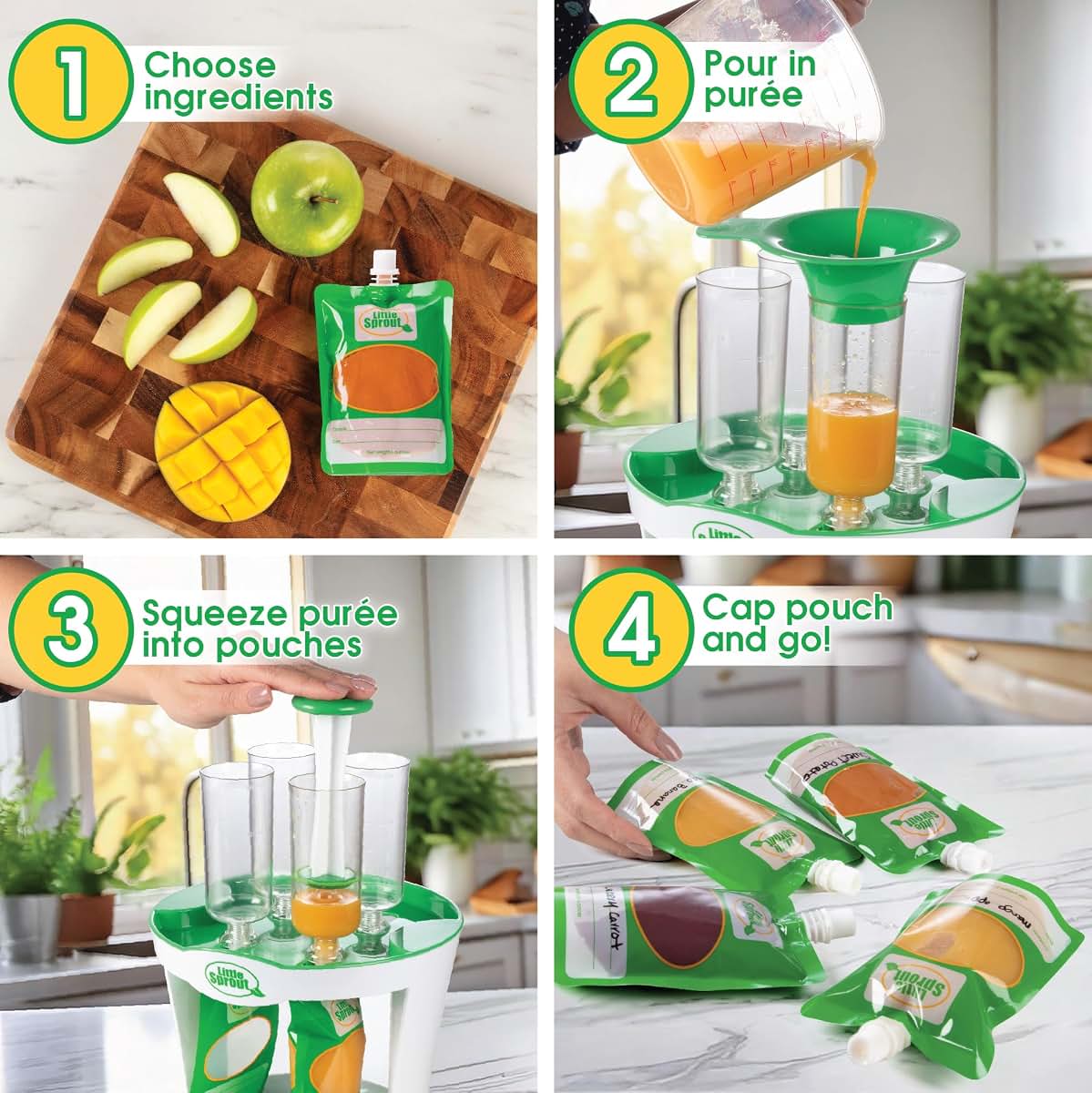 Sprout Cups Baby Food Maker 11 Piece Pouch Fill Station (photo 3)