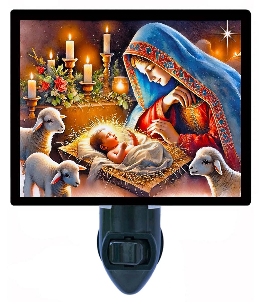 Night Light Designs Holy Night Nativity Rotating Plug Night Light