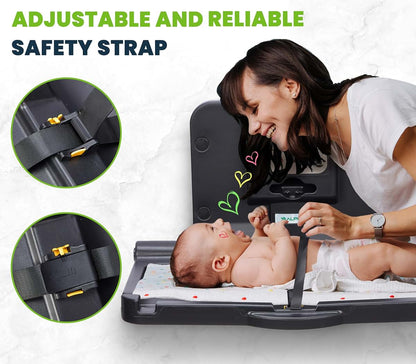 Alpine Wall Mounted Baby Changing Station - Horizontal Baby Changing Table Foldable Diaper Tables with Safety Strap for (photo 3)