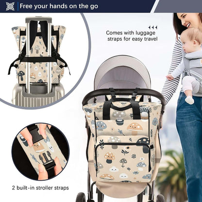 FUGIDOG Mushroom Diaper Bag Backpack with Insulated Pockets