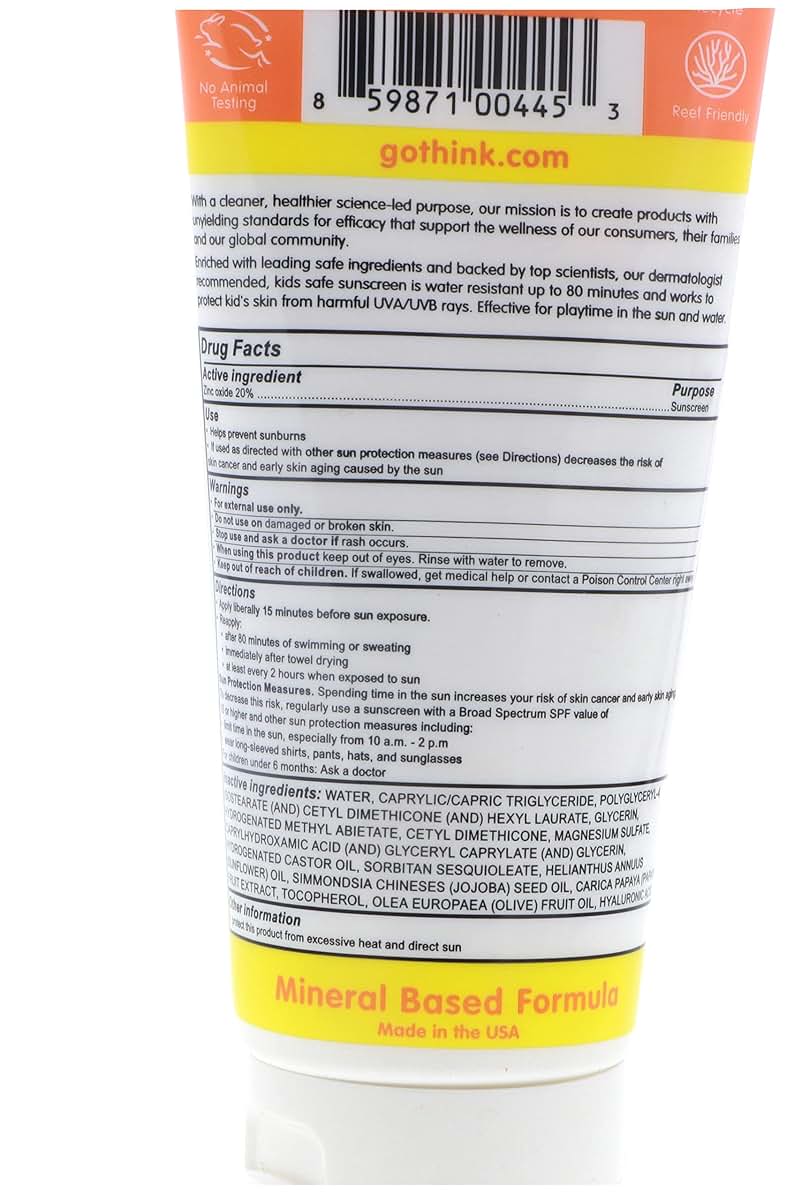 Thinksport Kids Sunscreen SPF 50 for Outdoor Activities, 6 Ounce