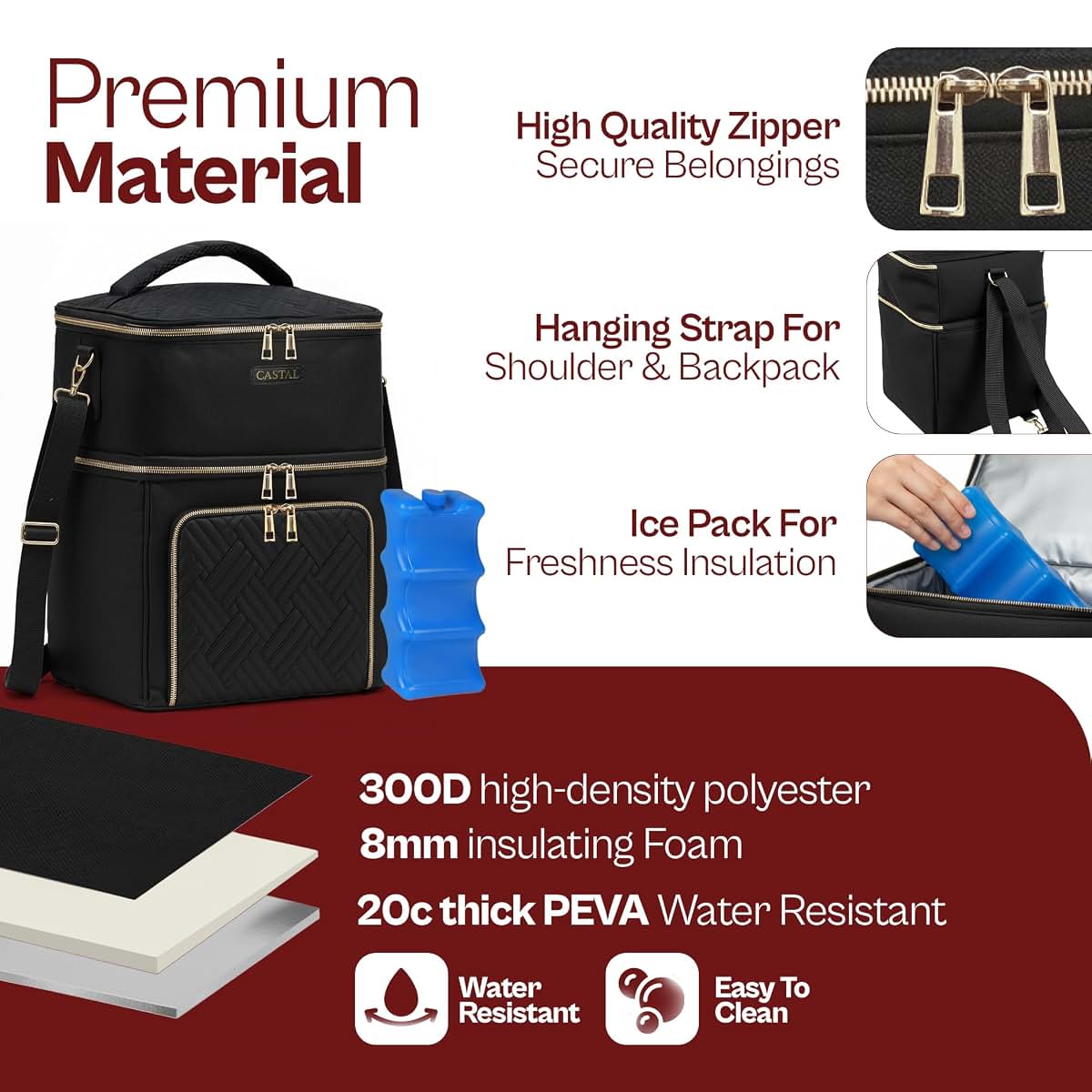 Castal Insulated Breast Pump Bag Cooler Tote for Travel
