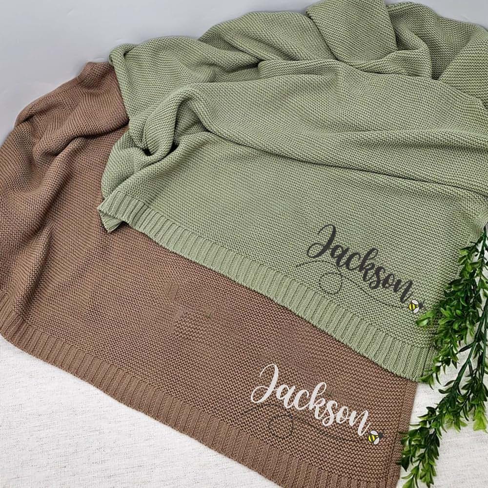 Noni Luxury Personalized Baby Blanket, Custom Knit Baby Blanket, Baby Gifts Personalized, Baby Blanket, Baby Blanket (photo 3)