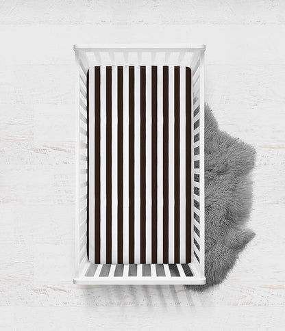 Bacati - Stripes White/Chocolate Percale Crib Fitted Sheet (photo 4)