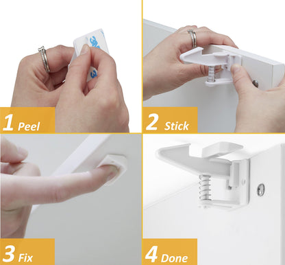 Baby Safety Locks - 12 Pack Invisible Cabinet Locks