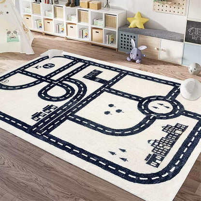 Ustide City Roads Map Tracks Area Rug for Nursery and Living Room