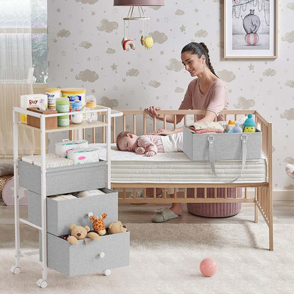 3In1 Modanais Baby Diaper Caddy Organizer Cart with Drawers, Light Gray (photo 3)
