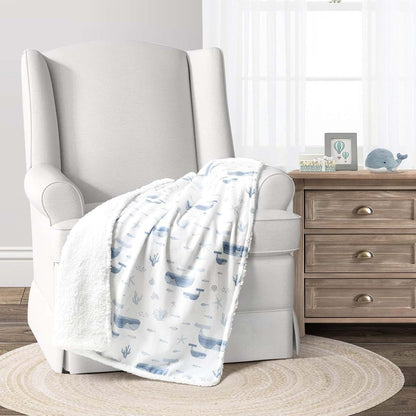 Lush Decor Baby Seaside Sherpa Blanket, Blue 30" x 40"