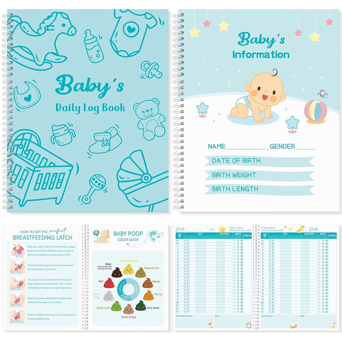 Pasimy Baby Daily Log Book Journal for Newborn Care Tracking