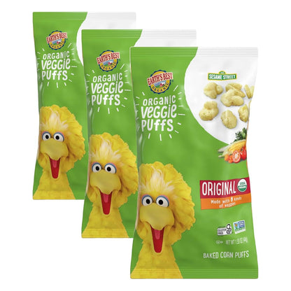 Earth's Best Organic Veggie Puffs for Toddlers, Original Flavor, 1.55 Ounce Bag (Pack of 3)