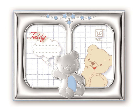 Sterling Touch Double Picture Frame Bears In Blue