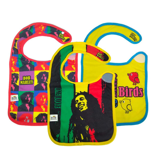 daphyls Bob Marley Baby Bib 3-Pack Extra Soft, Officially Licensed, Easy Side Closure, Large Size Fits Infant Toddler
