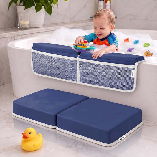 Rylor Baby Bath Kneeler Mat And Elbow Rest Pad Set Blue