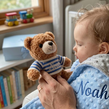 Duckbe Personalized Baby Blanket With Bear Set