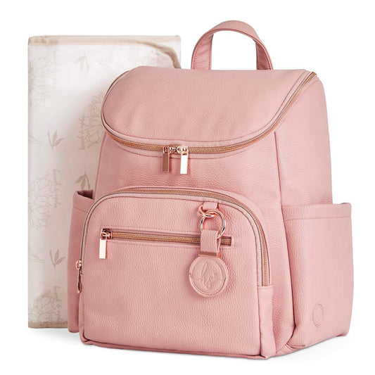 Hannah&Sophia Hannah & Sophia Ready to Roam Diaper Backpack, 3-Piece, AirTag, Rose Pink