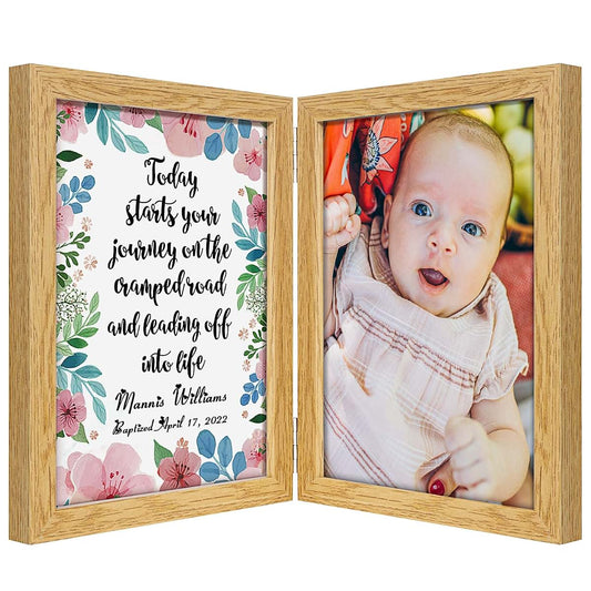 kullder Baptism Gift for Boys Girls Personalized Picture Frame Blessing Poem Gift 5x7 Double Frame Catholic Gift for