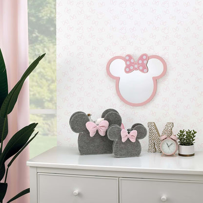 NoJo Disney Minnie Mouse 2 Piece Felt Nursery Storage Caddy, Grey and Pink
