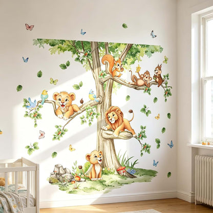 Large Tree Wall Decals with Woodland Animals for Nursery Room Decor