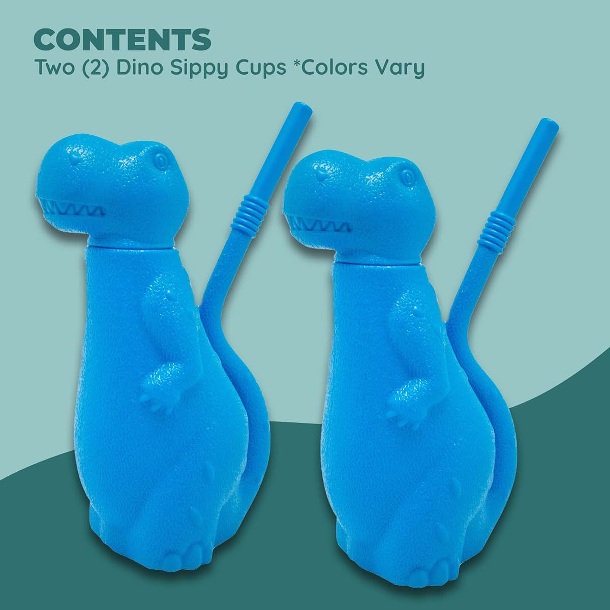 Brite Concepts Dinosaur Shaped Sippy Cup Plastic 6-Ounce 2-Pack (photo 2)