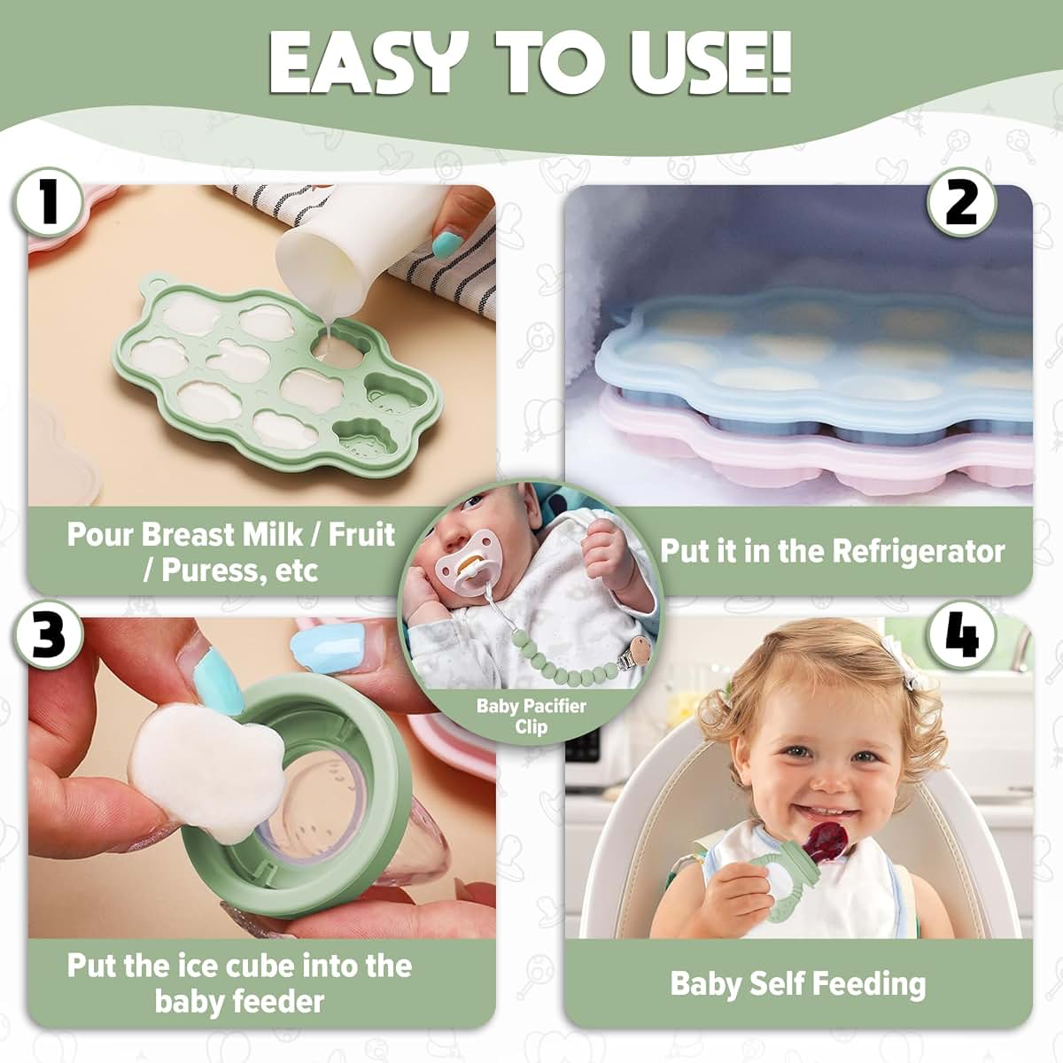 O'doe Silicone Baby Popsicle Molds And Food Feeder Set (photo 3)