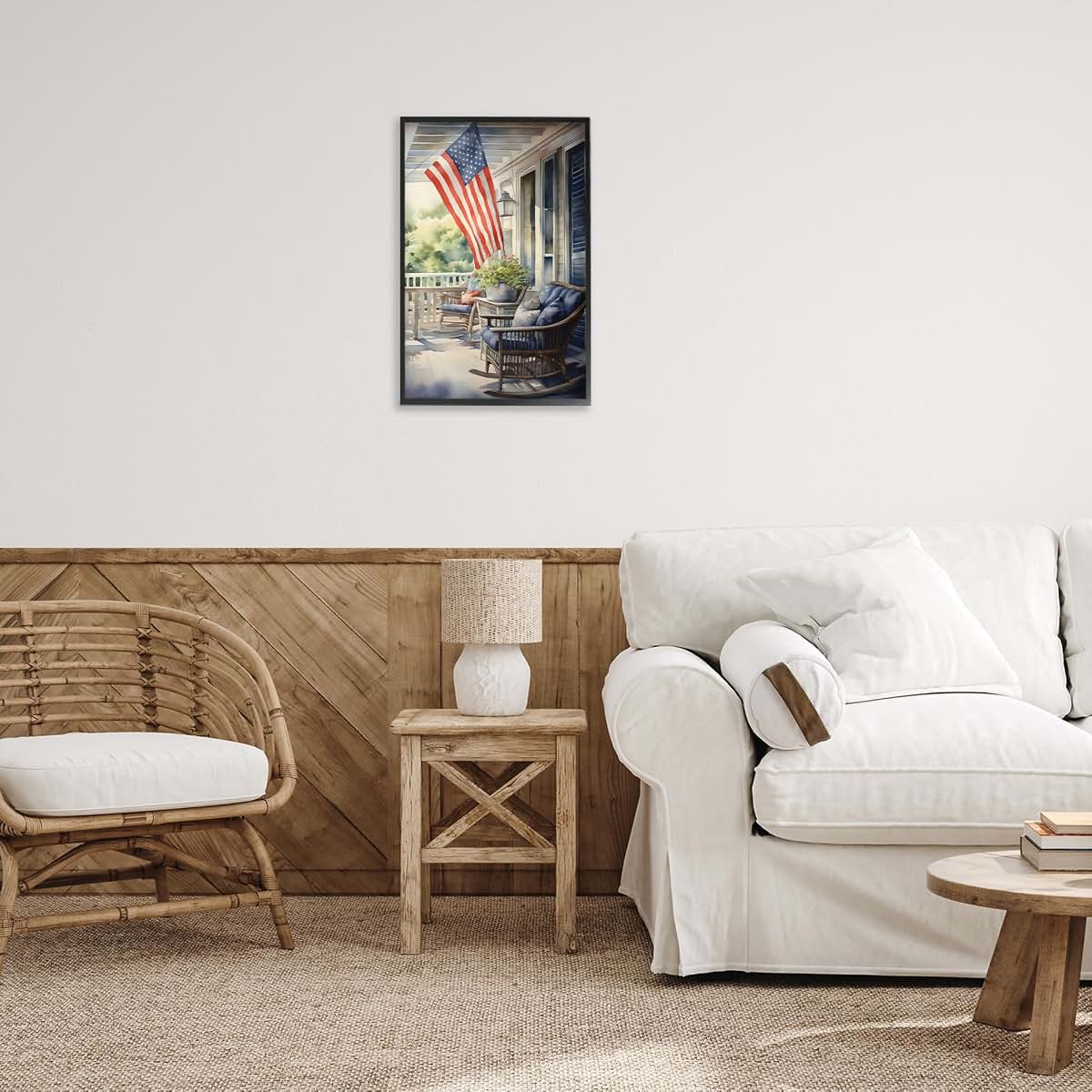 Porch American Flag Framed Giclee Art | Stupell Industries Wall Decor
