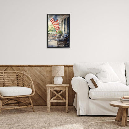 Porch American Flag Framed Giclee Art | Stupell Industries Wall Decor