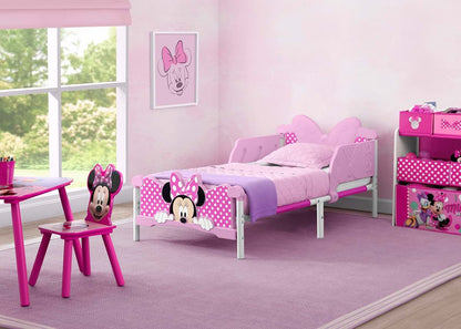 Delta Children Minnie Mouse 3D Toddler Bed, Pink with Guardrails