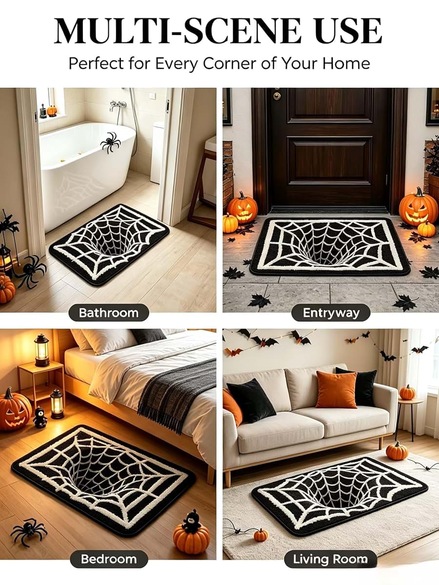 Cheuinr Halloween Spiderweb Washable Rug (photo 3)