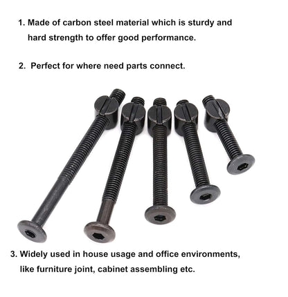 M6 Black Hex Socket Cap Screws Kit for Crib Furniture Assembly
