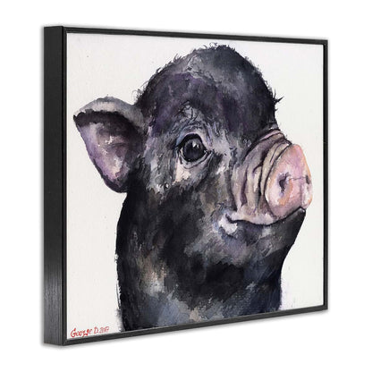 Stupell Industries Cute Pig Baby Animal Watercolor Painting Framed Giclee Art Black 16x20 Inches