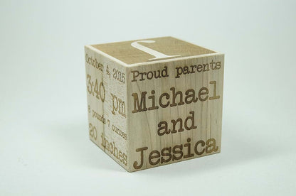Little Wooden Wonders Personalized Wooden Baby Block 3 Inch (photo 3)