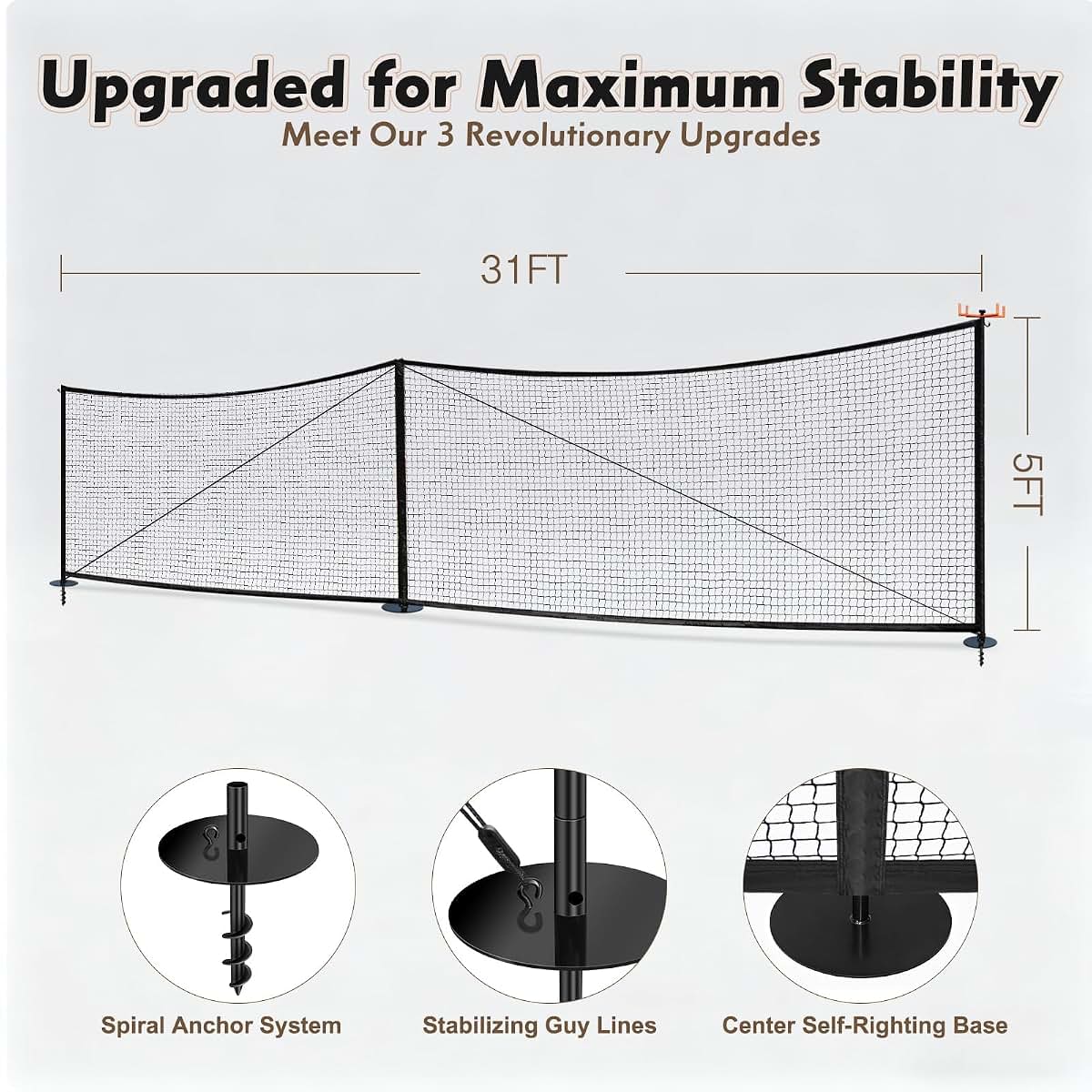 Driveway Guard Barricade Net - HDPE 5Ft High, 31/41Ft Sizes