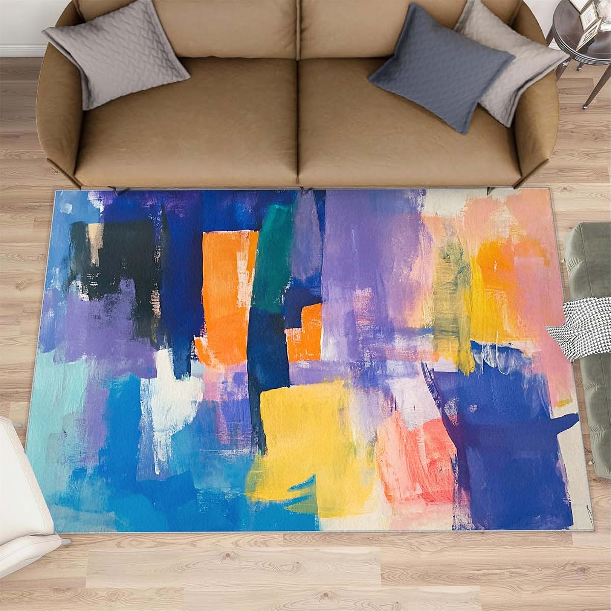 HYGIUID 4x5 Color Graffiti Area Rug - Modern Kids Carpet
