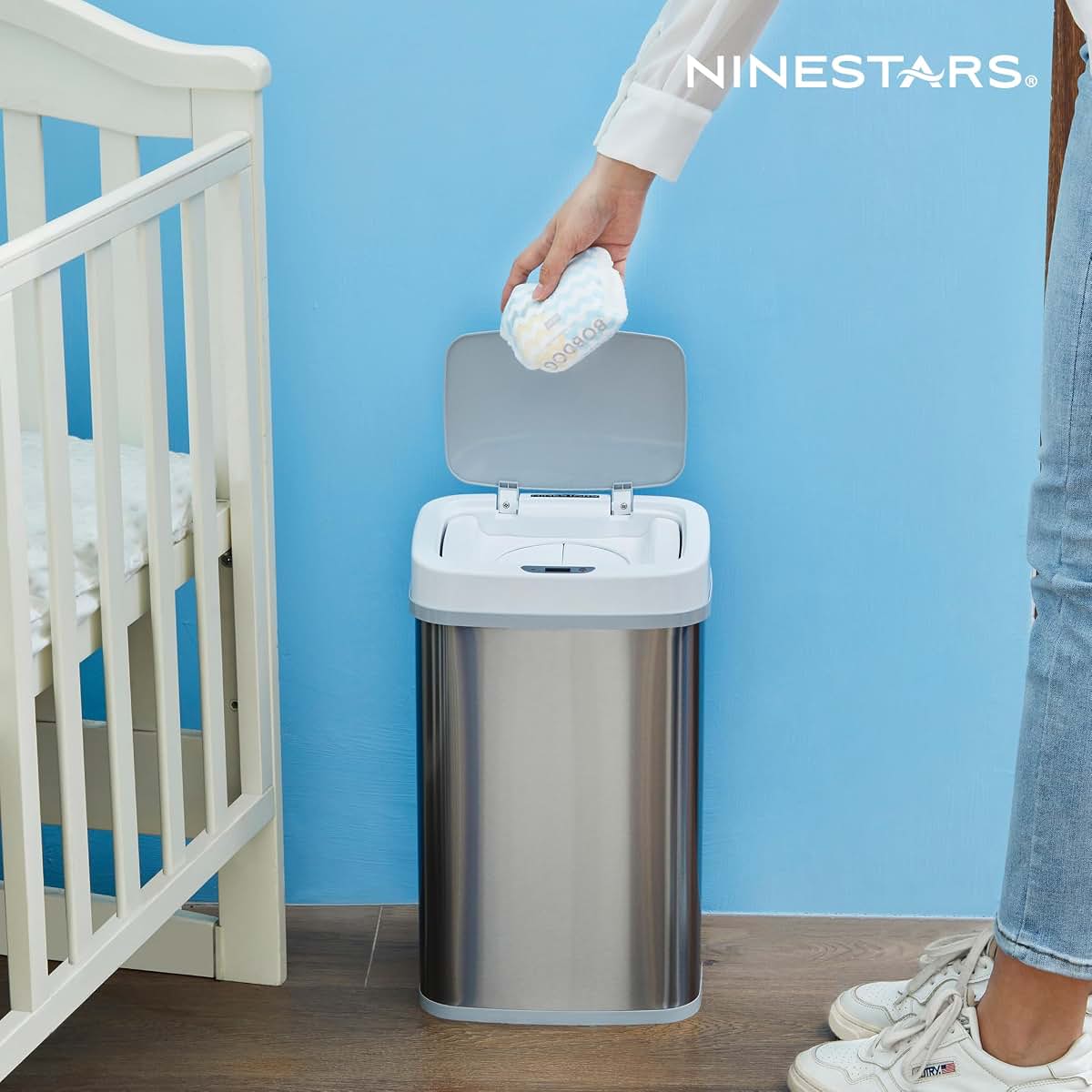 Ninestars Automatic Touchless Motion Sensor Diaper Disposal Trash Can, 4 Gallon (photo 4)