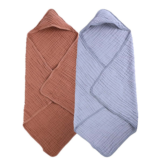 Cottonsong 2 Pack 6-Layer Pure Cotton Hooded Baby Towel Gift Set