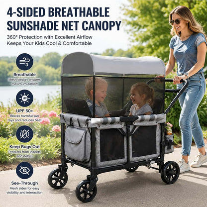 SHINETEC 4-Sided Elastic Mesh Sunshade Fence, Breathable Ventilated Wagon Sun Cover with Elastic Edge, Lightweight