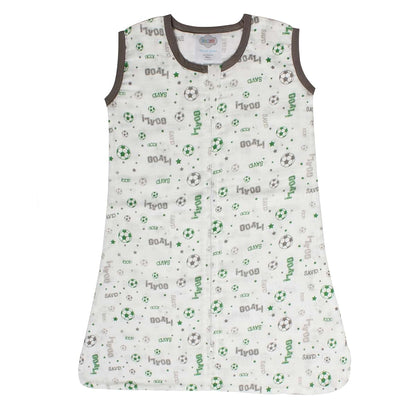 Bacati Soccer Ball Muslin Sleep Sack, Green/Grey, Small