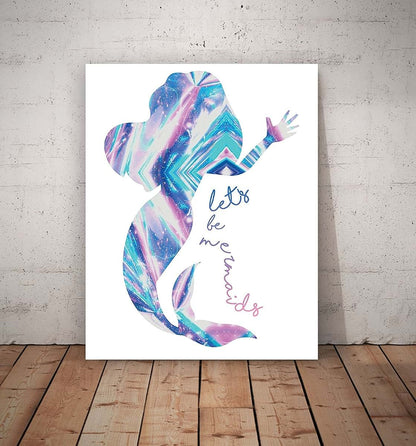 Mermaid Print Wall Decor Poster for Nursery or Kids Room