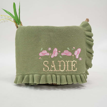SWaddle AN Personalized Custom Baby Name Blanket With Dogs Design And Soft Knit (photo 3)