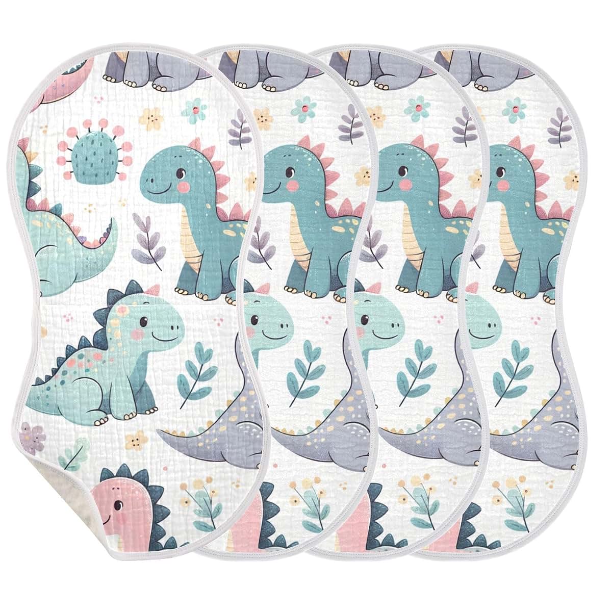 Flildon Muslin Burp Cloths for Baby | 4-Piece Absorbent Bibs