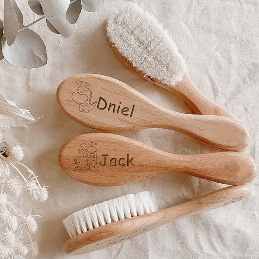ZXH Custom Baby Hair Brush,Baby Brush Personalized Name,Wooden Soft Baby Brushes for Hair Newborn,Personalized Baby