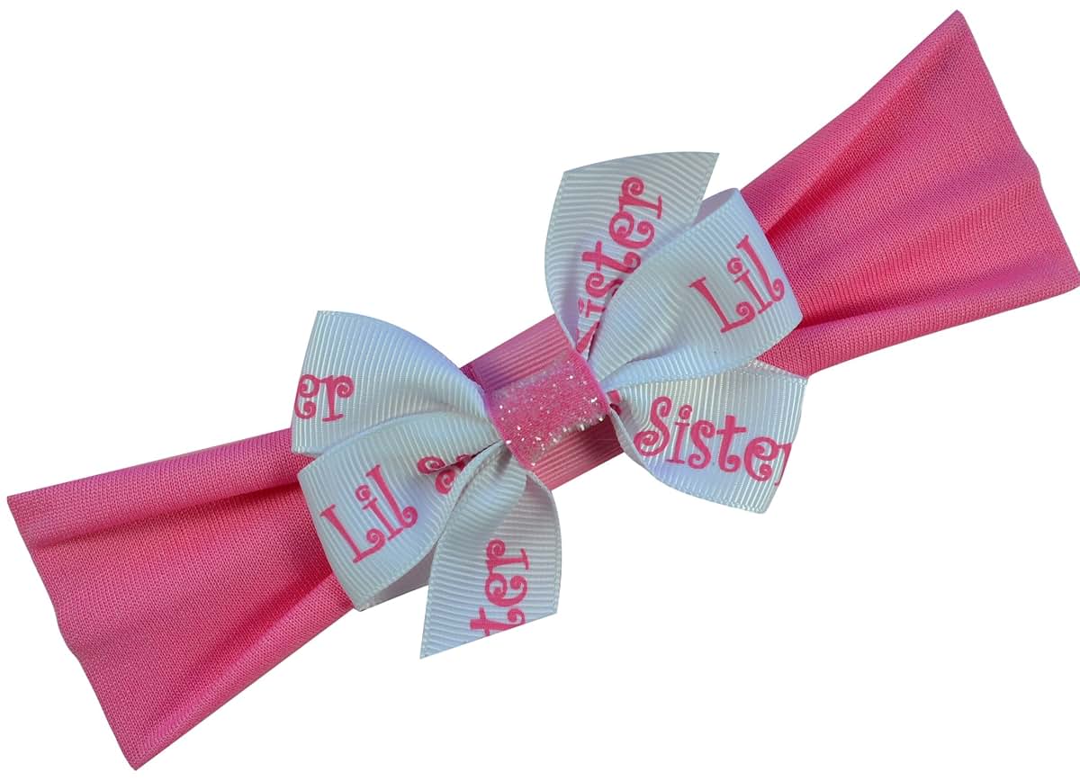 Funny Girl Designs Big Sister Little Sister Matching Sparkle Headband and Satin Hair Bow Gift Set Nylon (photo 3)